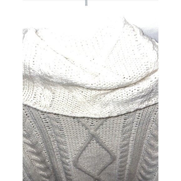 Bad Little Country Girl Women’s Cowl Neck Sweater Size Large Ivory Cable Knit - Picture 9 of 12